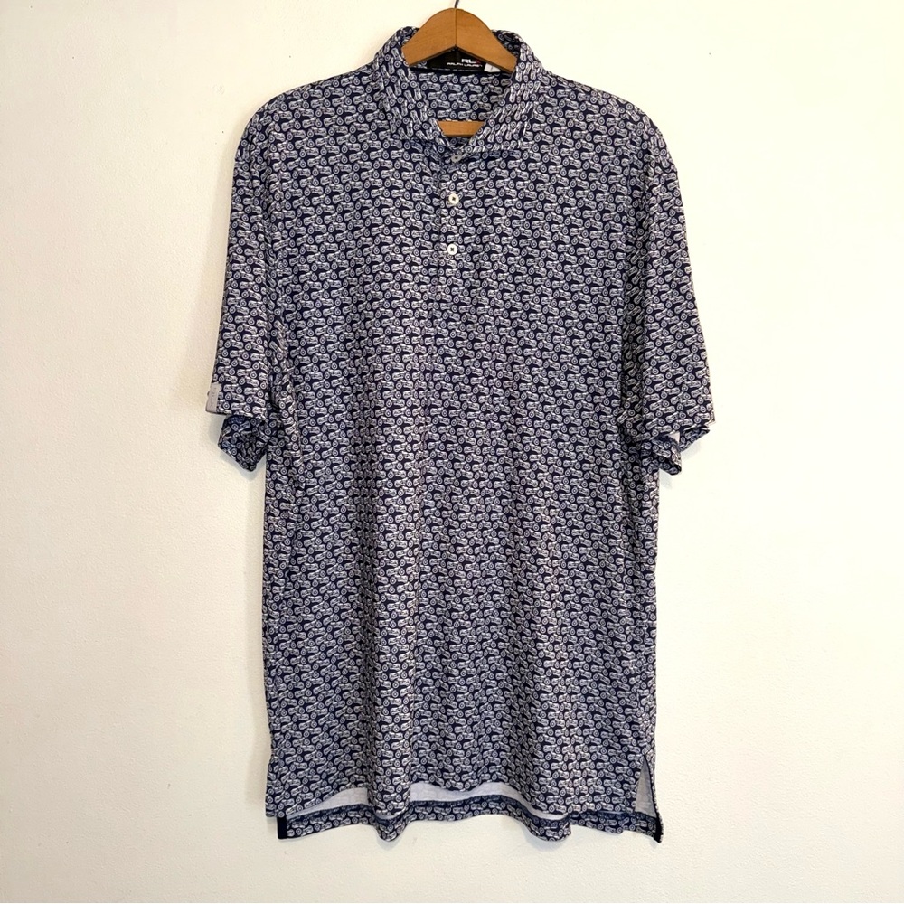 RLX Ralph Lauren Golf Polo Shirt Mens Adult Large Navy Motorcycle Short Sleeve